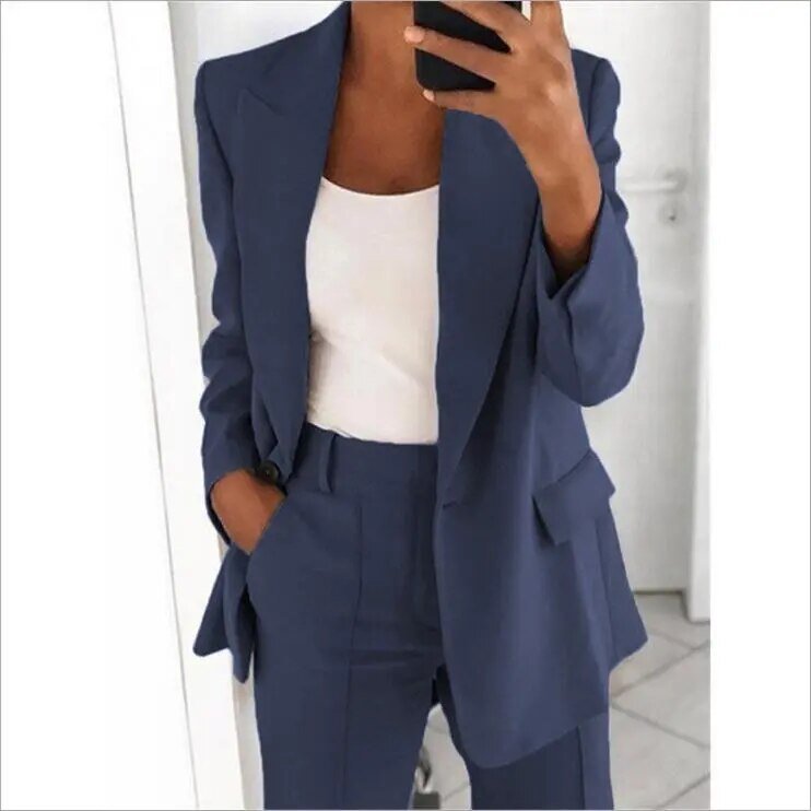 Kelly - Elegantes Business-Set - Blazer+Hose-Dunkelblau-S-HauteBerlin