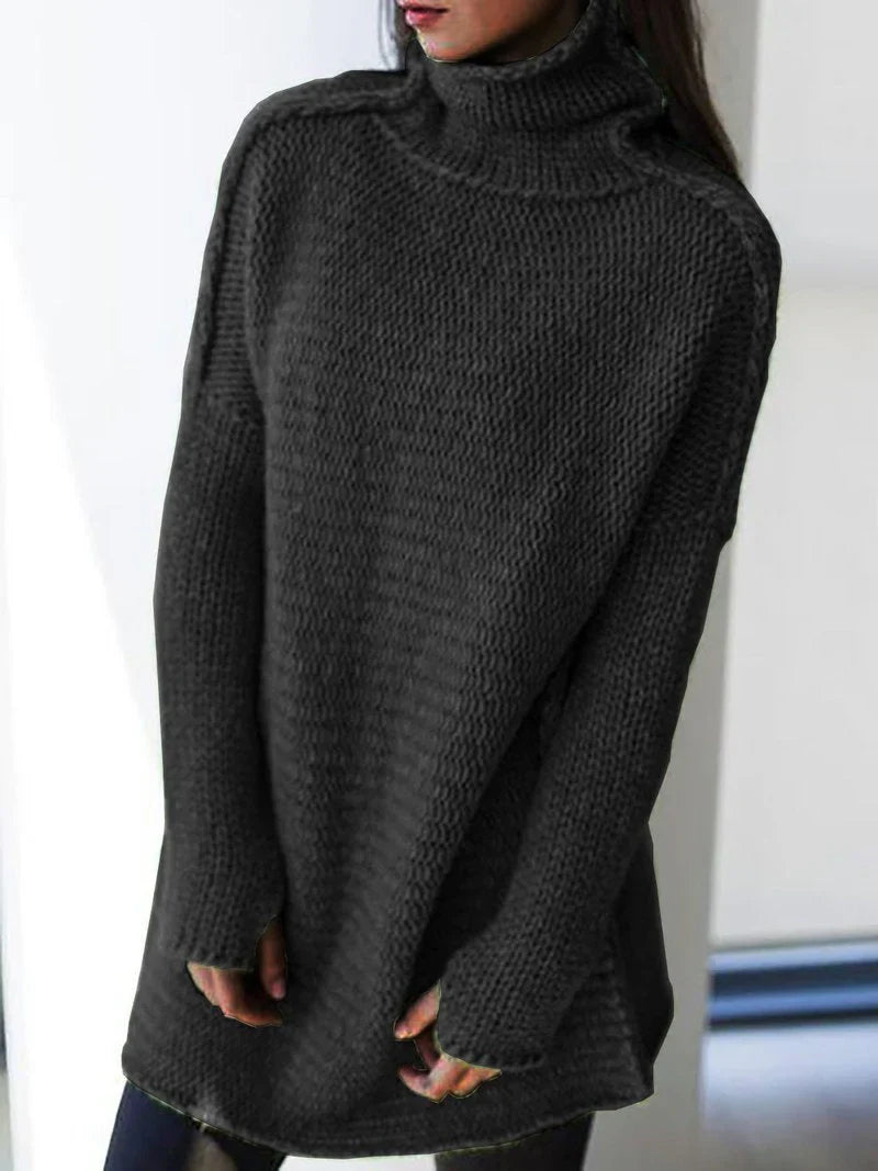 CozyMuse – Weicher Strickpullover mit übergroßem Rollkragen-Schwarz-S-HauteBerlin