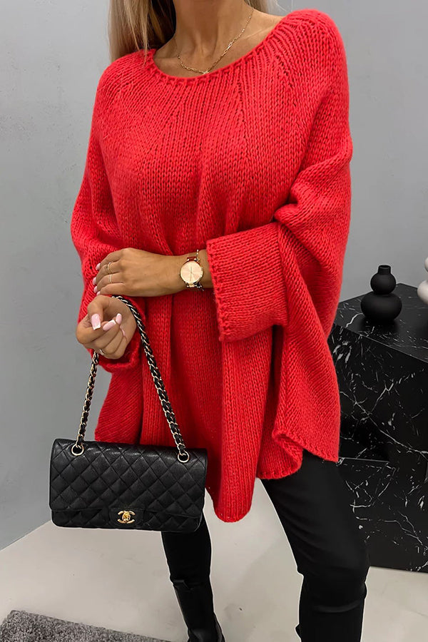Eveliá – Eleganter Damen Strickpullover mit Feinstrick-Design-Rot-S-HauteBerlin