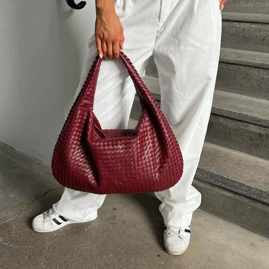 Gewebte Tasche | Hobo | Groß | Geflochtene Tasche | Kunstledertasche