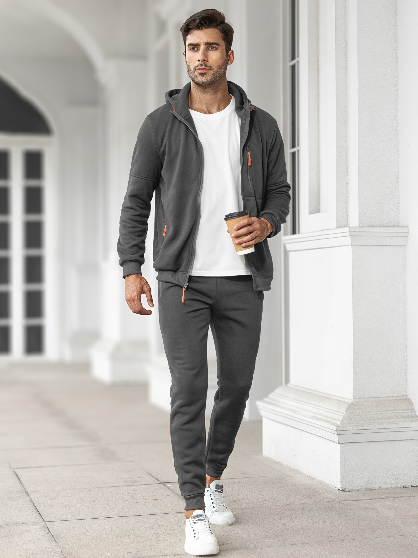 Trainingsanzug | Casual | Zip-Up | Kapuzenpulli und Sweatpants Set | Jogginganzug für Männer