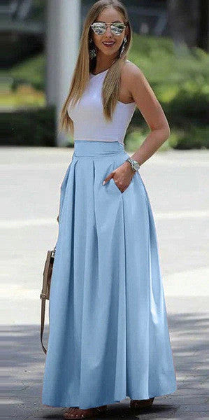 Zafira - Eleganter Maxirock mit hoher Taille-Blau-S-HauteBerlin