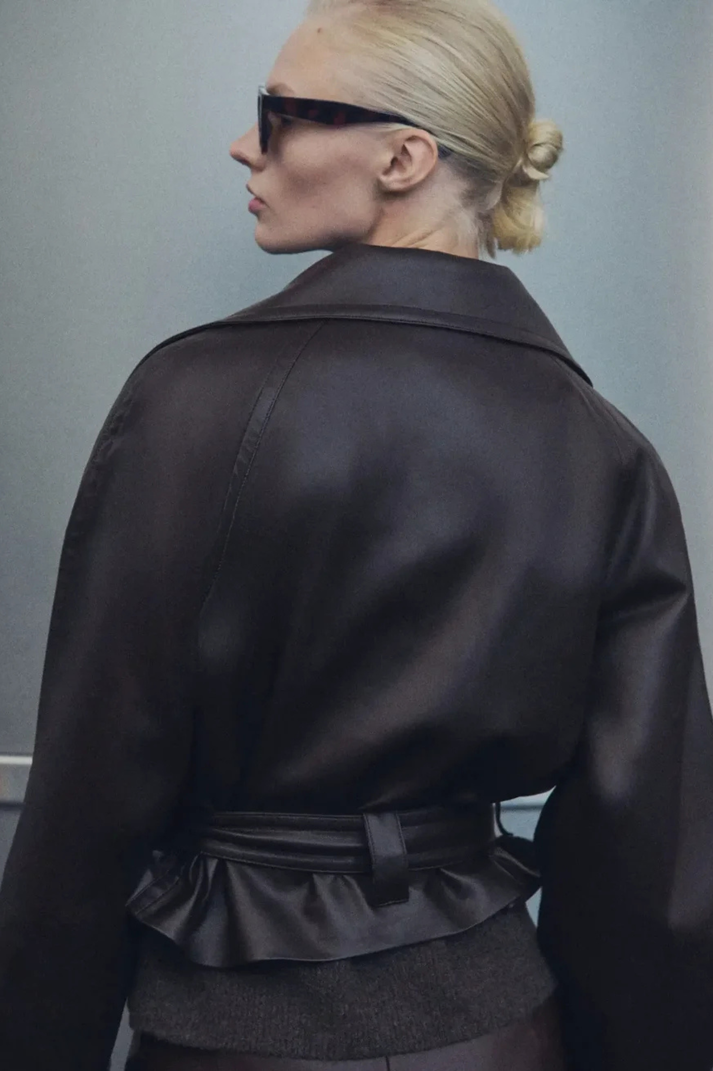 Kunstlederjacke – Zweireihig – Gürtel – Kurze Lederjacke – Damenjacke