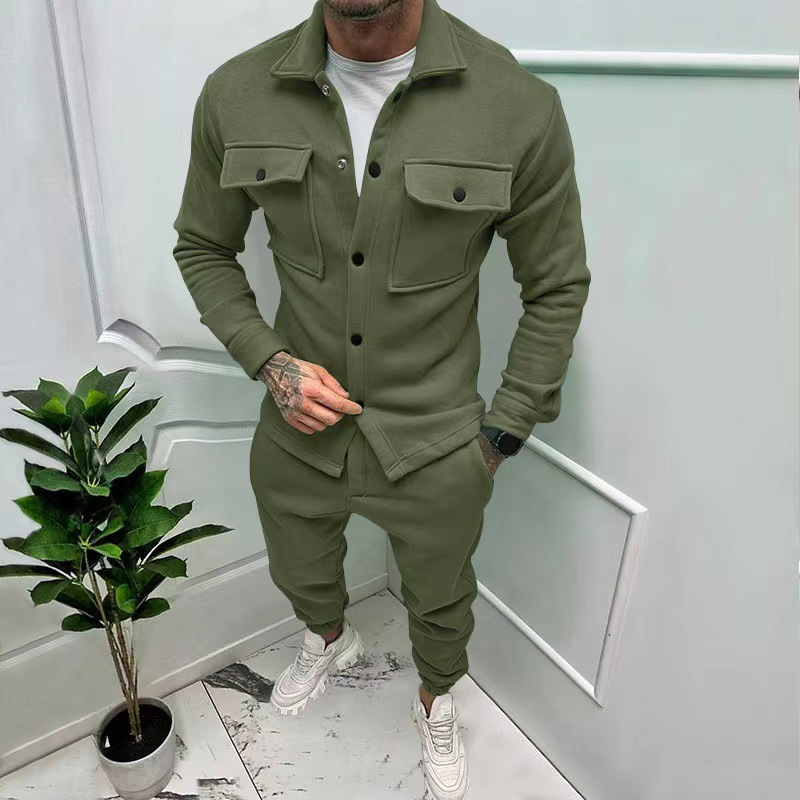 Zweiteiliges Set - Herren Überhemd und Slim Fit Jogger Set