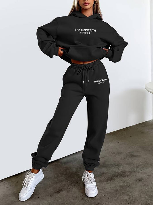 Hoodie und Jogginghose im Set – Zweiteiliger Sweatsuit mit Kordelzug für Damen