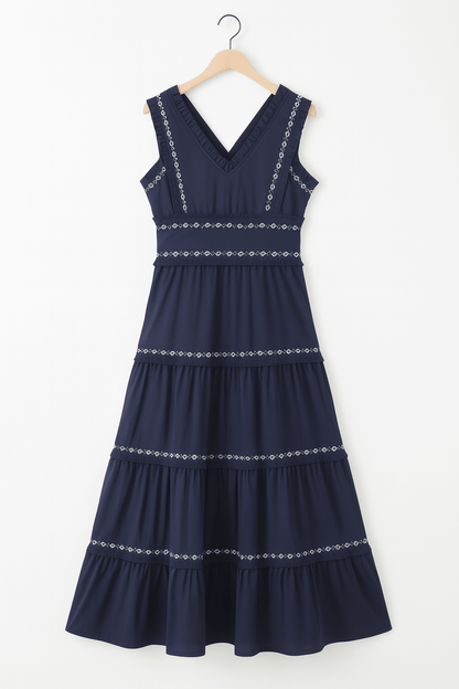 A-Linien-Kleid – Ärmelloses marineblaues Midikleid für Damen-HauteBerlin