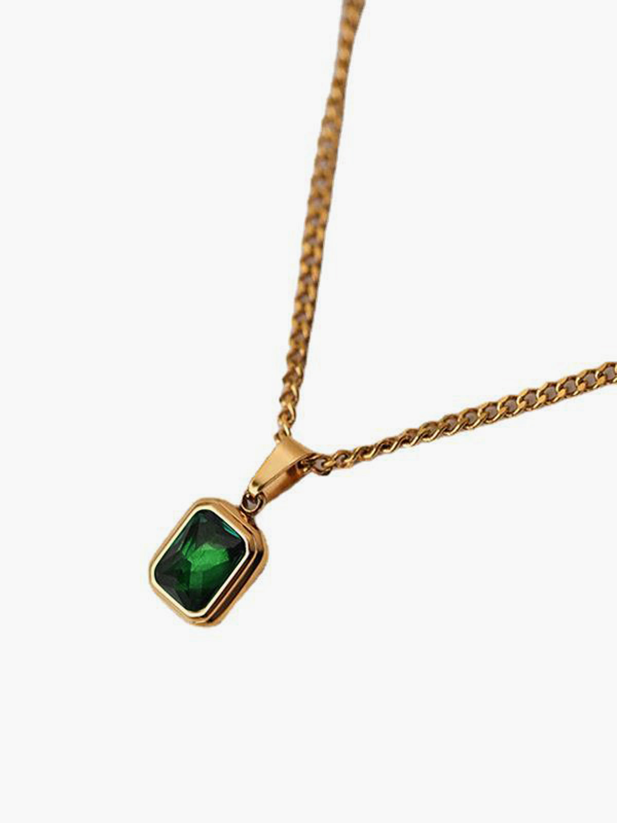 Anhänger-Halskette – Grüne Stein-Goldkette für Frauen-HauteBerlin
