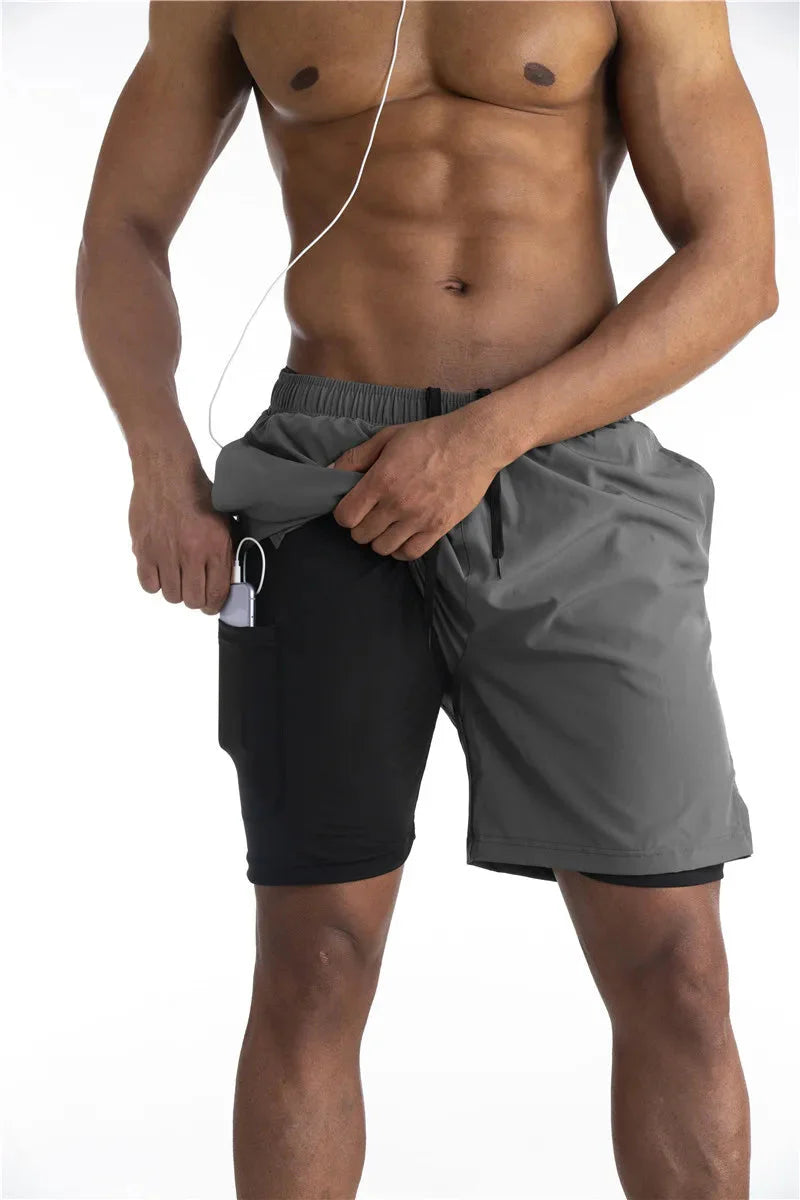Armour Laufshorts mit Innenfutter und Handytasche-Hellgrau-S-HauteBerlin