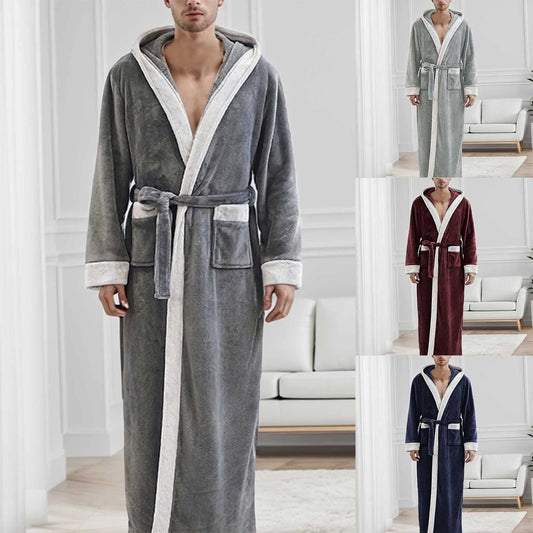 Bademantel mit Kapuze - Winter - Langer Bademantel - Bademantel für Männer-Chaps Herrenmode