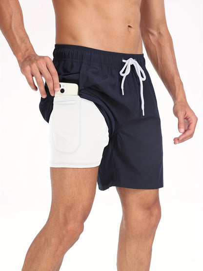 Badeshorts - Herren Kordelzug schnell trocknend 2-in-1 Boardshorts-HauteBerlin