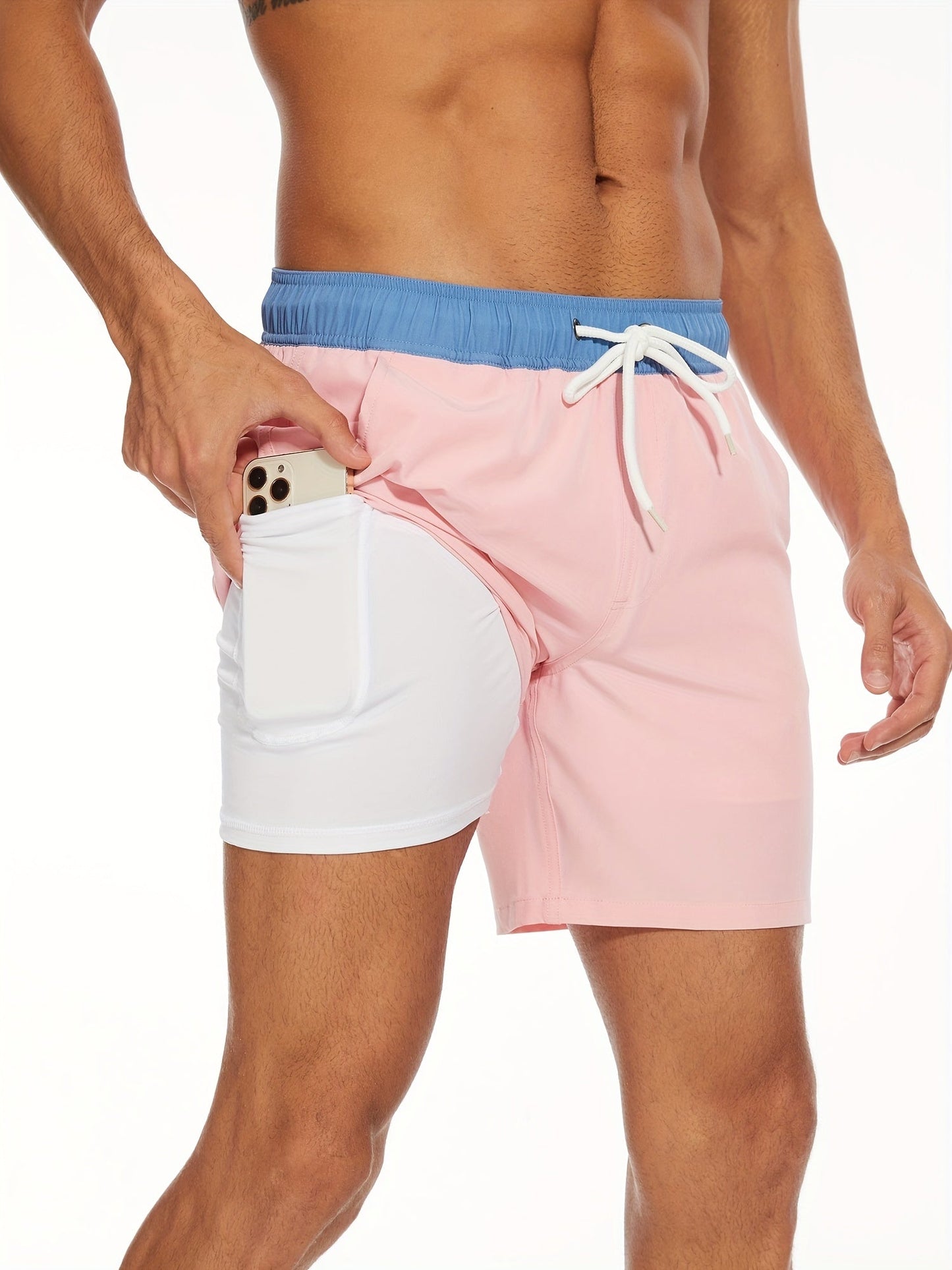 Badeshorts - Men's Drawstring Quick Dry 2-in-1 Board Shorts-HauteBerlin