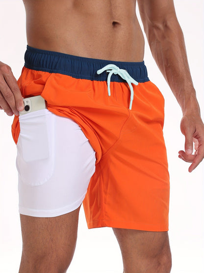 Badeshorts - Men's Drawstring Quick Dry 2-in-1 Board Shorts-HauteBerlin