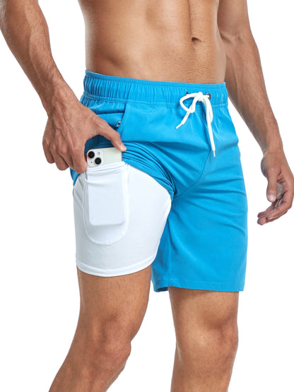 Badeshorts - Men's Drawstring Quick Dry 2-in-1 Board Shorts-HauteBerlin