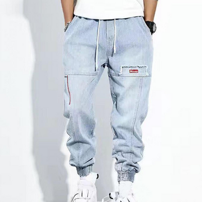 Baggy Jeans - Elastische Knöchel - Kordelzug - Denim-Jogger - Herrenjeans-HauteBerlin