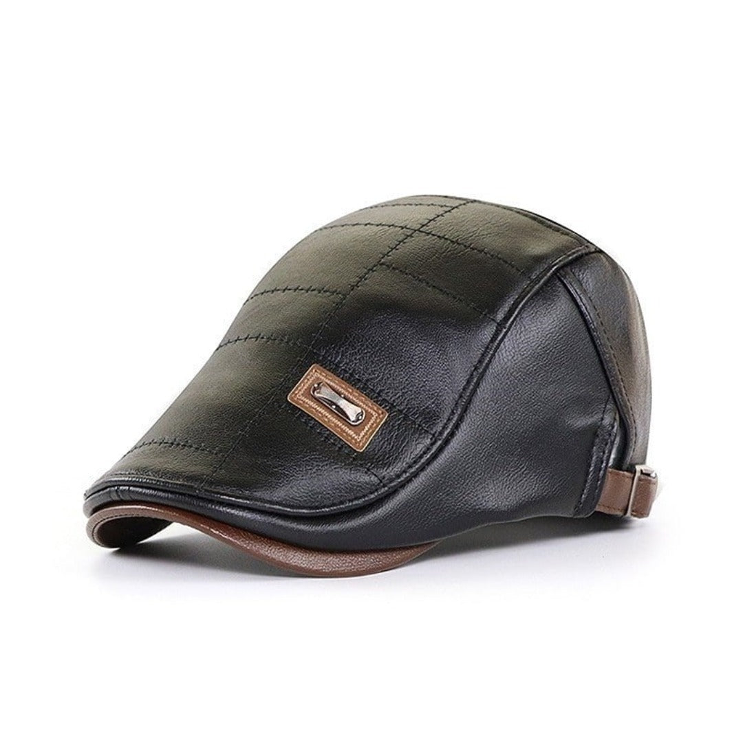 Baskenmütze - Leder - Paddy Cap - Flache Mütze - Herrenmützen-HauteBerlin