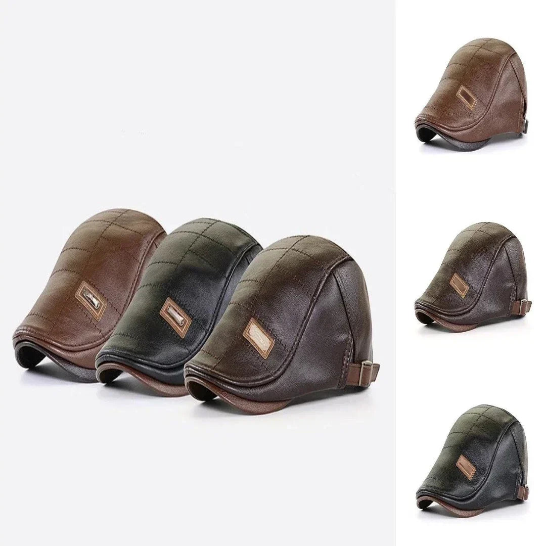 Baskenmütze - Leder - Paddy Cap - Flache Mütze - Herrenmützen-HauteBerlin