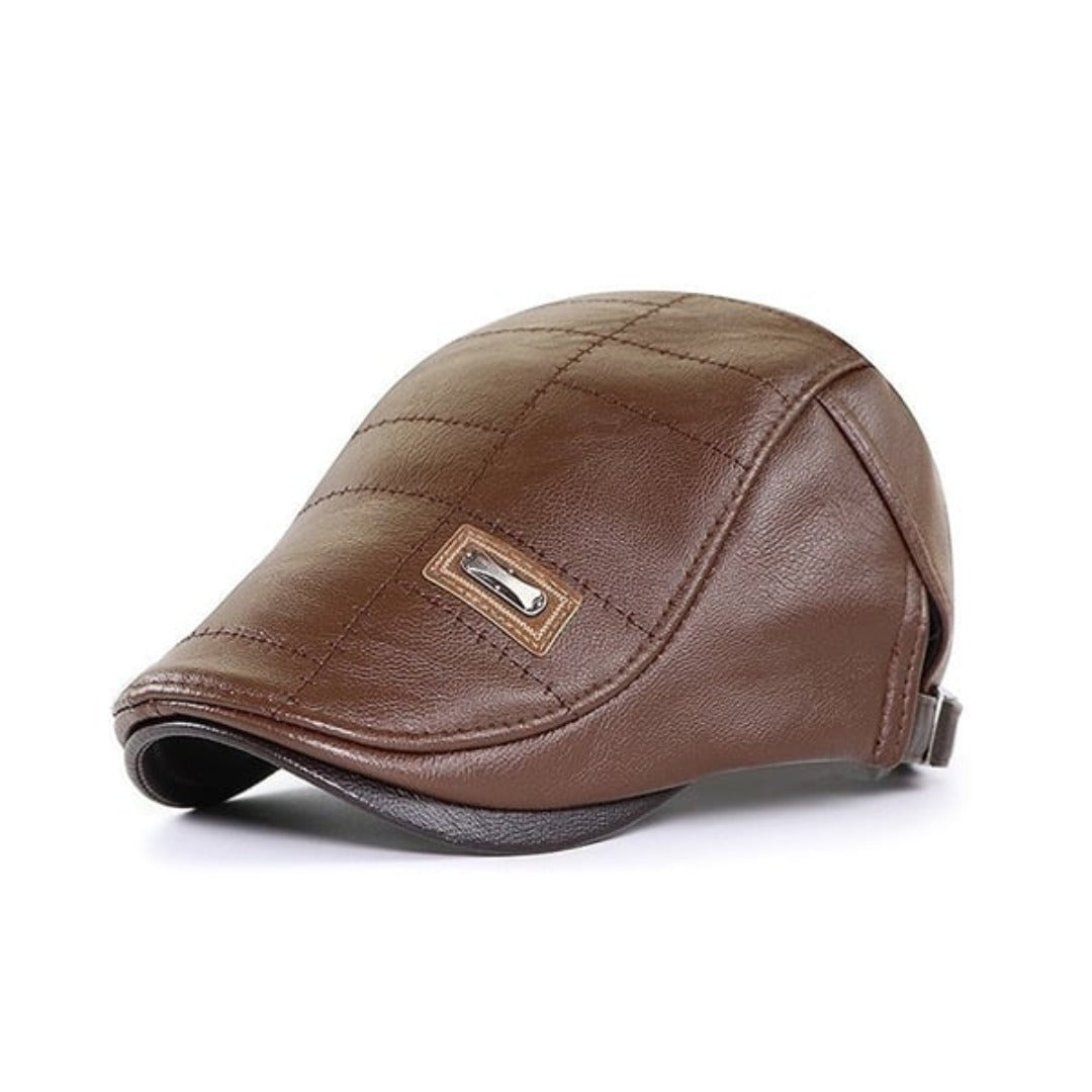 Baskenmütze - Leder - Paddy Cap - Flache Mütze - Herrenmützen-HauteBerlin