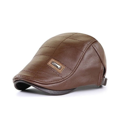 Baskenmütze - Leder - Paddy Cap - Flache Mütze - Herrenmützen-HauteBerlin