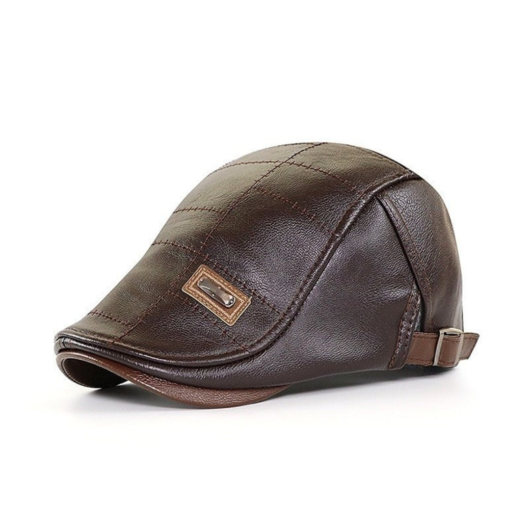 Baskenmütze - Leder - Paddy Cap - Flache Mütze - Herrenmützen-HauteBerlin