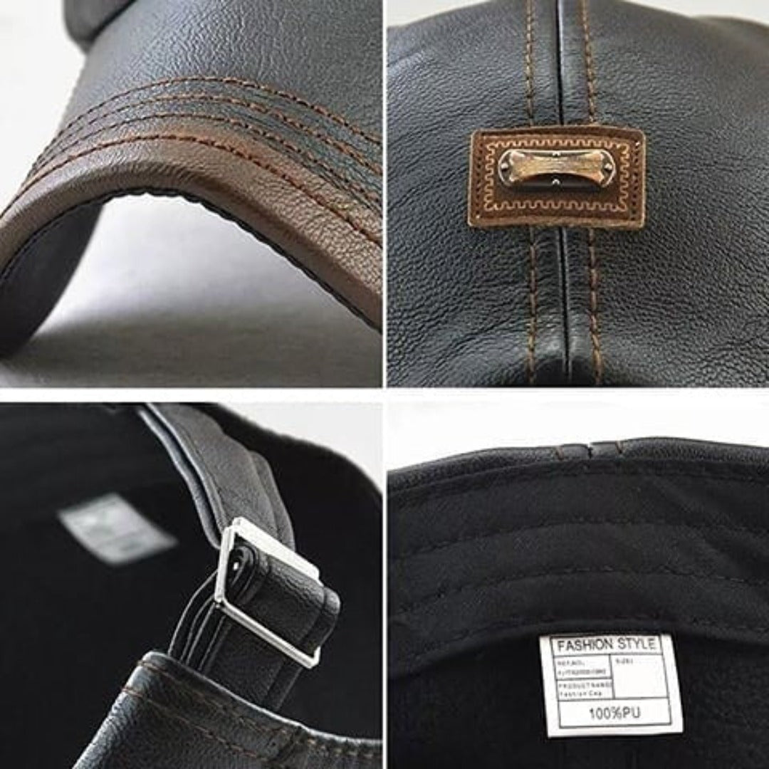 Baskenmütze - Leder - Paddy Cap - Flache Mütze - Herrenmützen-HauteBerlin