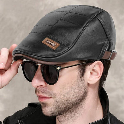 Baskenmütze - Leder - Paddy Cap - Flache Mütze - Herrenmützen-HauteBerlin