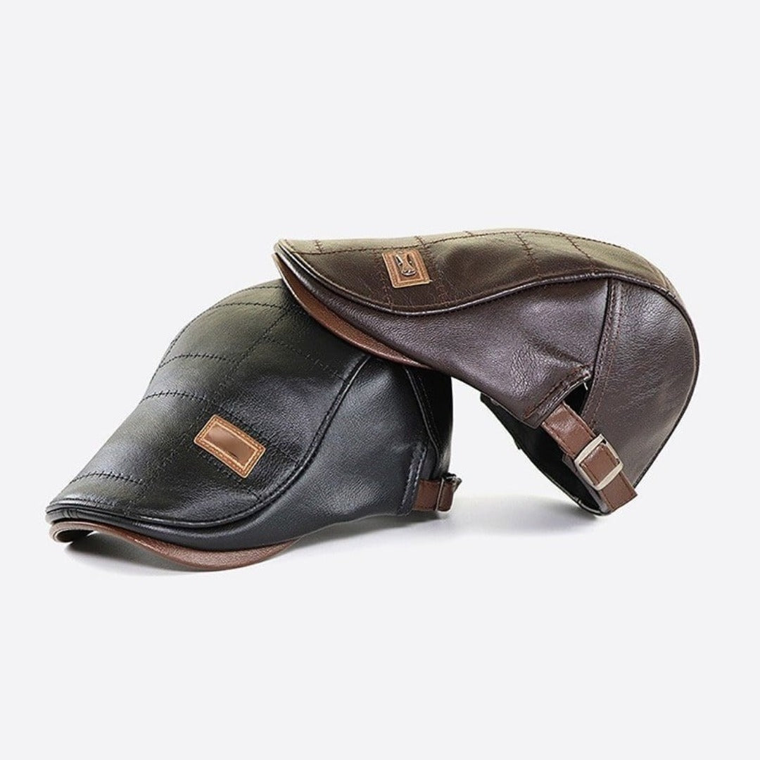 Baskenmütze - Leder - Paddy Cap - Flache Mütze - Herrenmützen-HauteBerlin