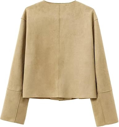 Blazerjacke – Beigefarbene Einreiherjacke für Damen mit Taschen-HauteBerlin