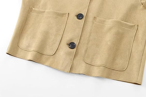 Blazerjacke – Beigefarbene Einreiherjacke für Damen mit Taschen-HauteBerlin
