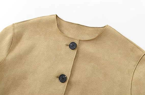 Blazerjacke – Beigefarbene Einreiherjacke für Damen mit Taschen-HauteBerlin
