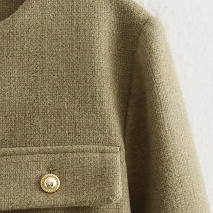 Blazerjacke | Knopfleiste | Taschen | Kurze Jacke | Damenjacke-HauteBerlin