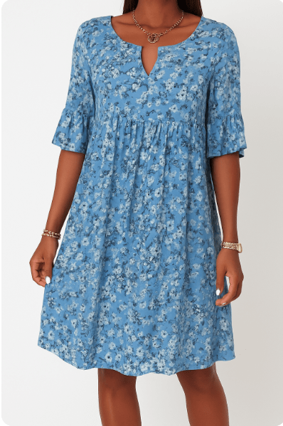 Blumenkleid | Kurzarm | Knielang | A-Linien-Kleid | Sommerkleid-HauteBerlin