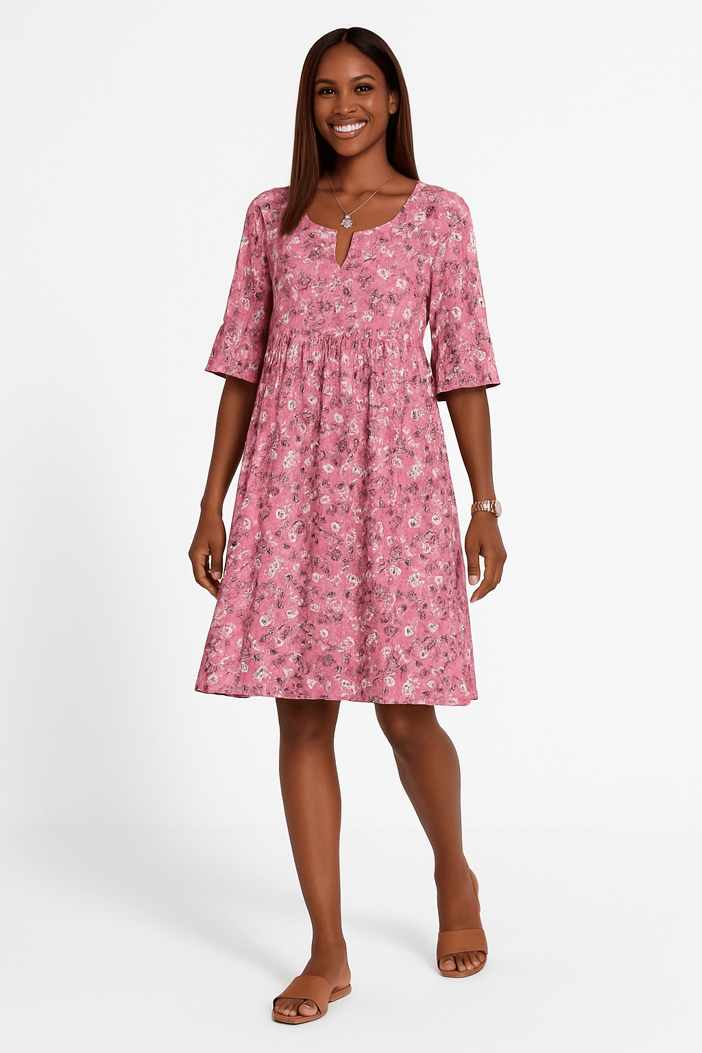 Blumenkleid | Kurzarm | Knielang | A-Linien-Kleid | Sommerkleid-HauteBerlin