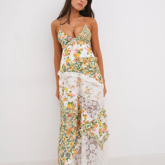 Blumenkleid | Rückenausschnitt | V-Ausschnitt | Maxikleid | Sommerkleid-HauteBerlin