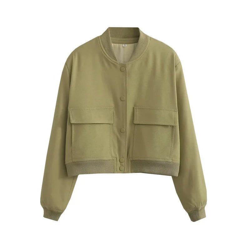 Bomberjacke – Kurz – Pattentaschen – Kurze Jacke – Damenjacke-HauteBerlin