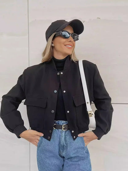 Bomberjacke – Kurz – Pattentaschen – Kurze Jacke – Damenjacke-HauteBerlin