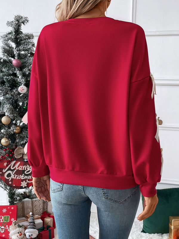 Bow Sweatshirt | Rot | Lockere Passform | Weihnachtspullover | Damenbekleidung-HauteBerlin