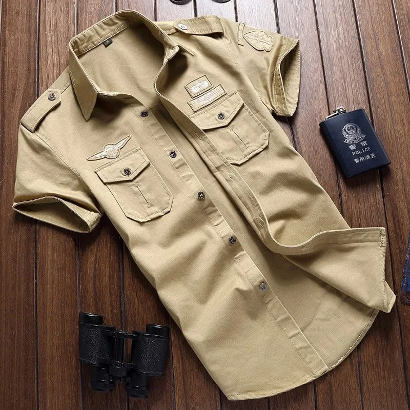 Button-Up Hemd | Kurzarm | Brusttaschen | Cargo Hemd | Herrenhemd-HauteBerlin