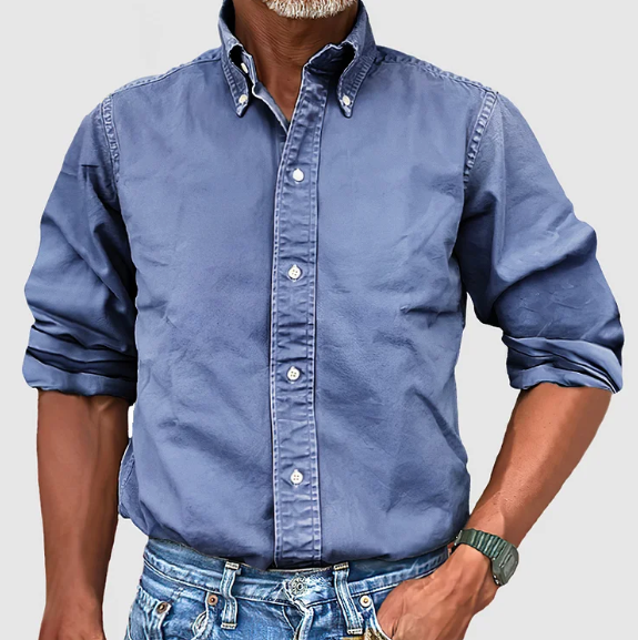 Button-Up-Hemd – Langarm – Mit Kragen – Jeanshemd – Herrenbekleidung-HauteBerlin