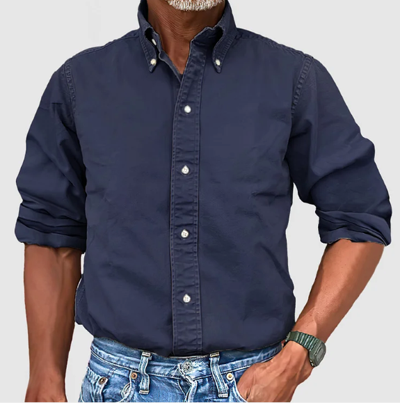 Button-Up-Hemd – Langarm – Mit Kragen – Jeanshemd – Herrenbekleidung-HauteBerlin