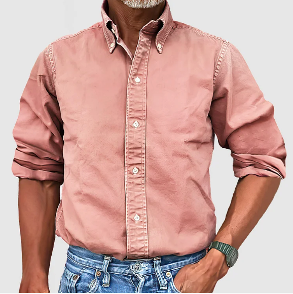 Button-Up-Hemd – Langarm – Mit Kragen – Jeanshemd – Herrenbekleidung-HauteBerlin