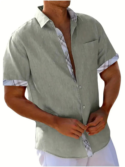 Button-Up Hemd - Umlegekragen - Brusttasche - Kurzarmhemd - Herrenhemd-HauteBerlin