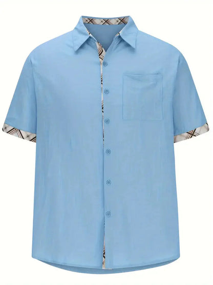 Button-Up Hemd - Umlegekragen - Brusttasche - Kurzarmhemd - Herrenhemd-HauteBerlin