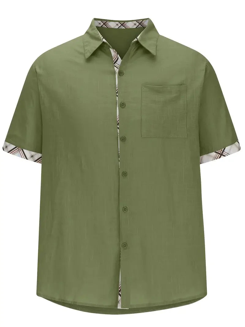 Button-Up Hemd - Umlegekragen - Brusttasche - Kurzarmhemd - Herrenhemd-HauteBerlin