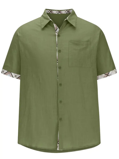 Button-Up Hemd - Umlegekragen - Brusttasche - Kurzarmhemd - Herrenhemd-HauteBerlin