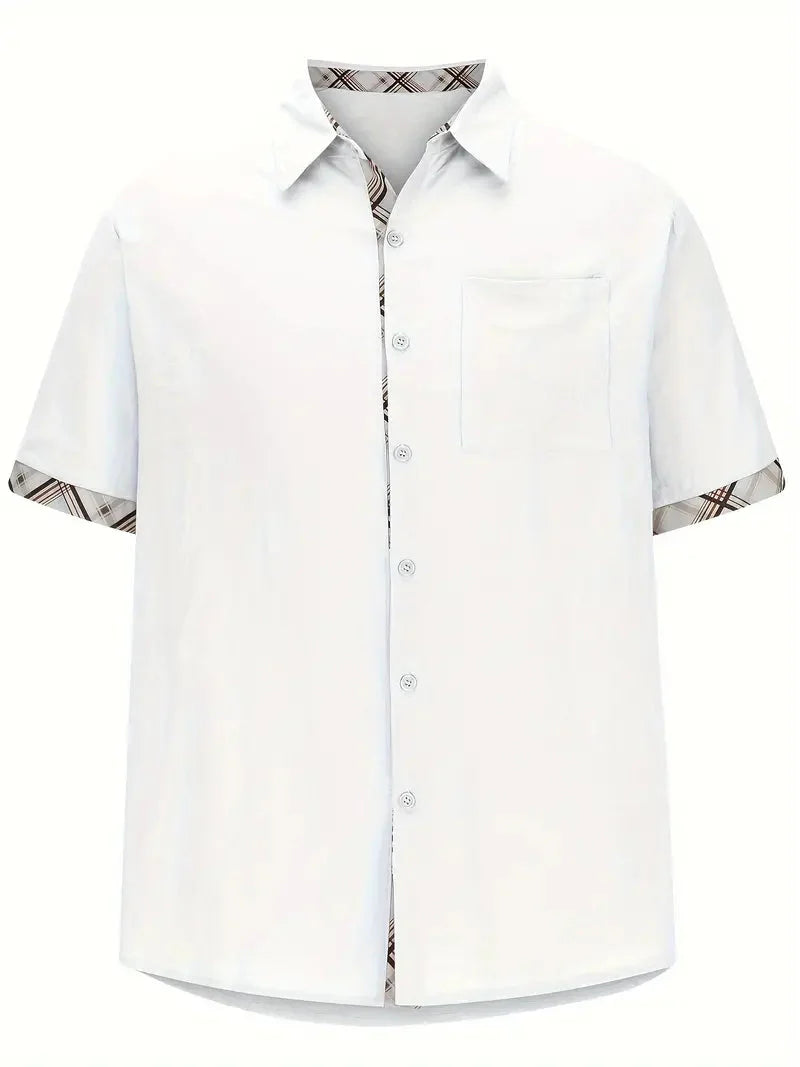 Button-Up Hemd - Umlegekragen - Brusttasche - Kurzarmhemd - Herrenhemd-HauteBerlin