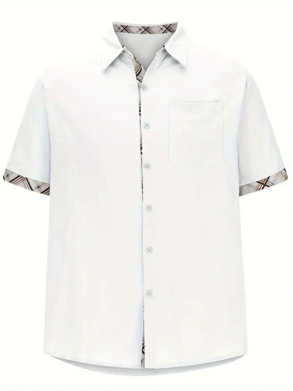 Button-Up Hemd - Umlegekragen - Brusttasche - Kurzarmhemd - Herrenhemd-HauteBerlin