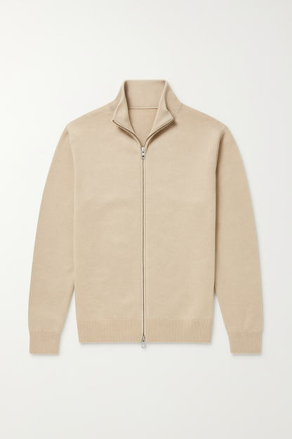Cardigan mit Reißverschluss – Herren-Cardigan mit langen Ärmeln und durchgehendem Reißverschluss-HauteBerlin