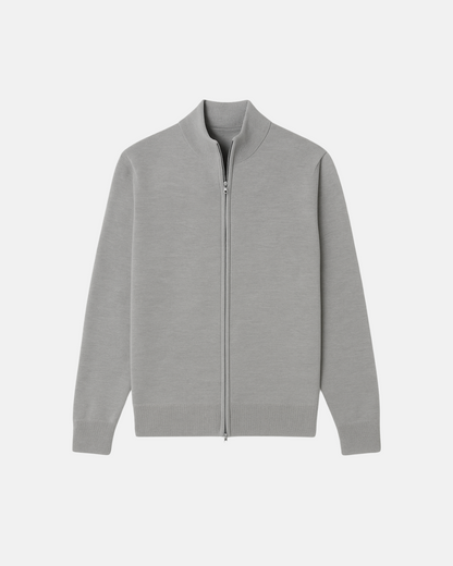 Cardigan mit Reißverschluss – Herren-Cardigan mit langen Ärmeln und durchgehendem Reißverschluss-HauteBerlin