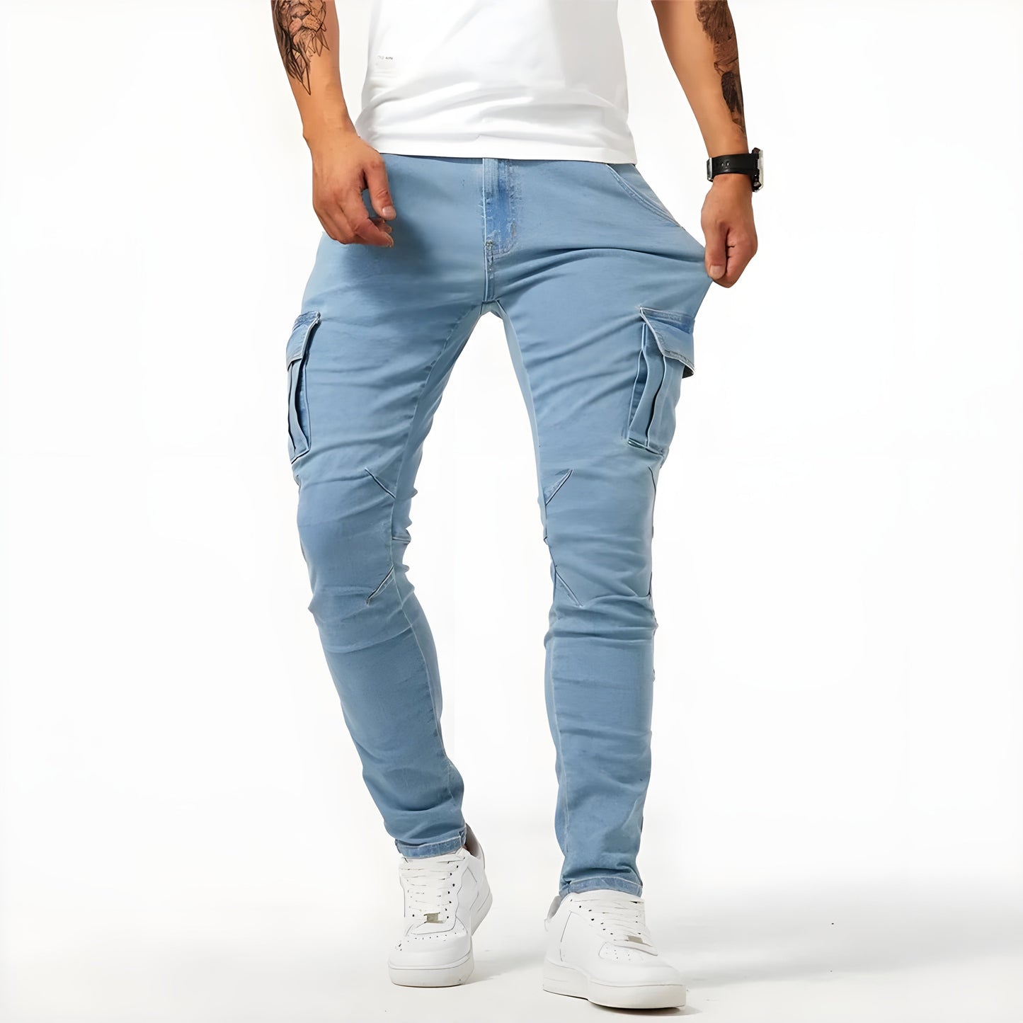 Cargo-Jeans – dehnbar – schmale Passform – Cargohosen – Herrenhosen-HauteBerlin
