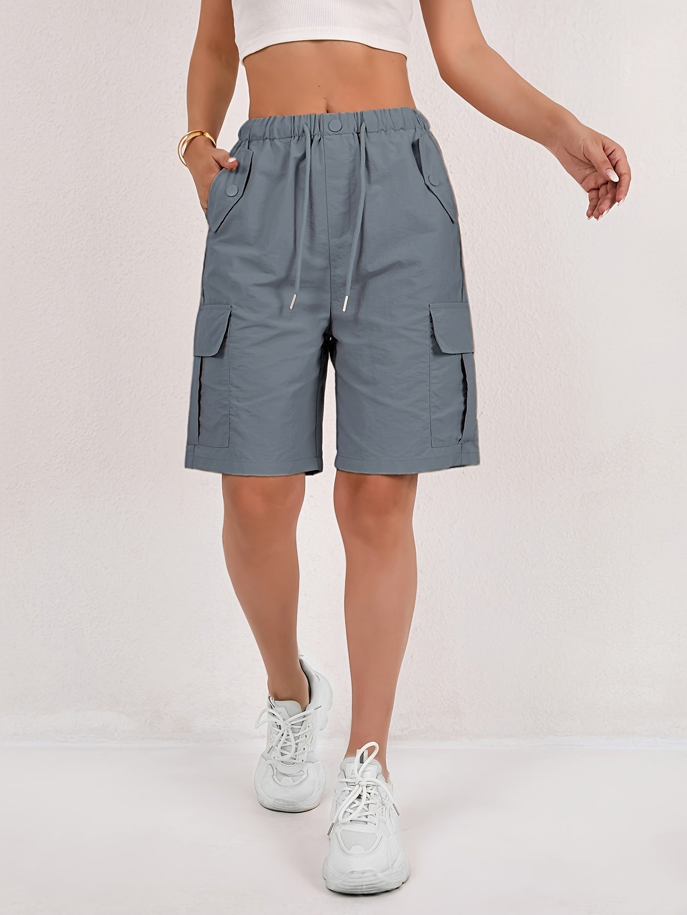 Cargo-Shorts – Elastischer Bund – Lockere Passform – Freizeit-Shorts – Damen-Shorts-HauteBerlin